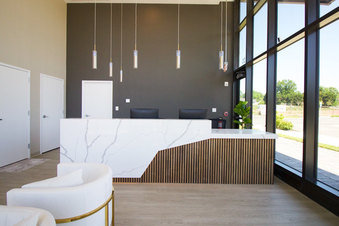 Marble reception desk at Manassas Dental & Cosmetics